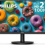 Philips New 27-inch Class Thin Full HD (1920 x 1080) 100Hz Monitor, VESA, HDMI x 1, VGA Port x1, Eye Care, 4 Year Advance Replacement Warranty, 271V8LB, Black