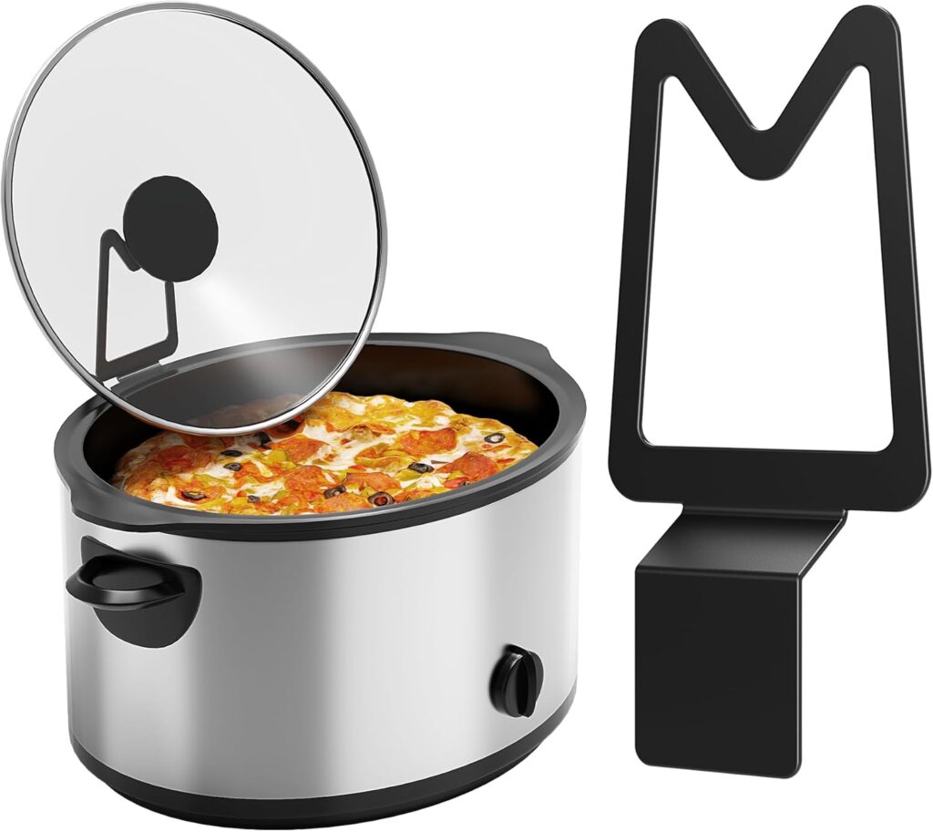 NiHome Slow Cooker Lid Holder Fit for Crockpot for Hands-Free Cooking, Fits Various Lid Sizes, Stable and Non-Slip Design, Prevents Water Stains on Countertops, Easy to Use, Space-Saving Storage