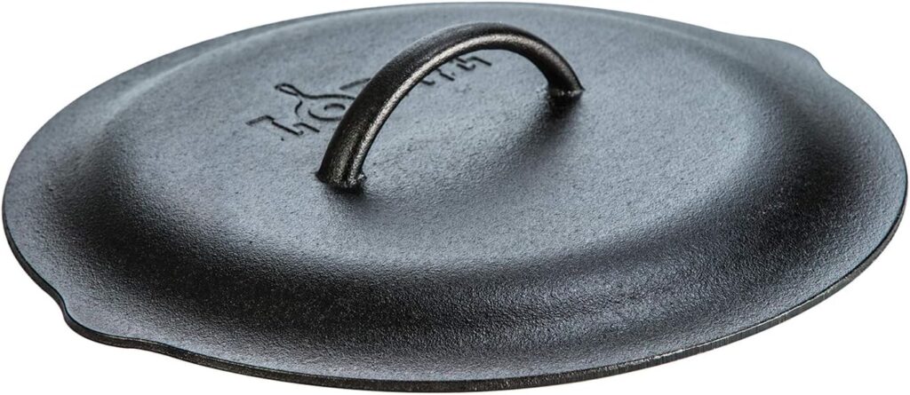 Lodge 12 Inch Cast Iron Lid. Classic 12-Inch Cast Iron Cover Lid with Handle and Interior Basting Tips.