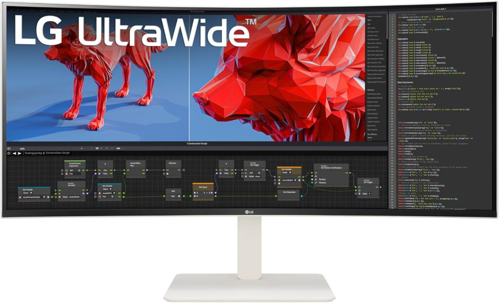 LG 38WR85QC-W 38 inch Curved UltraWide WQHD Nano IPS VESADisplayHDR 600 144Hz 1ms USB Type-C 90W Computer Monitor NVIDIA G-SYNC AMD FreeSync Premium Pro HDMI DisplayPort Tilt/Height/Swivel Stand White