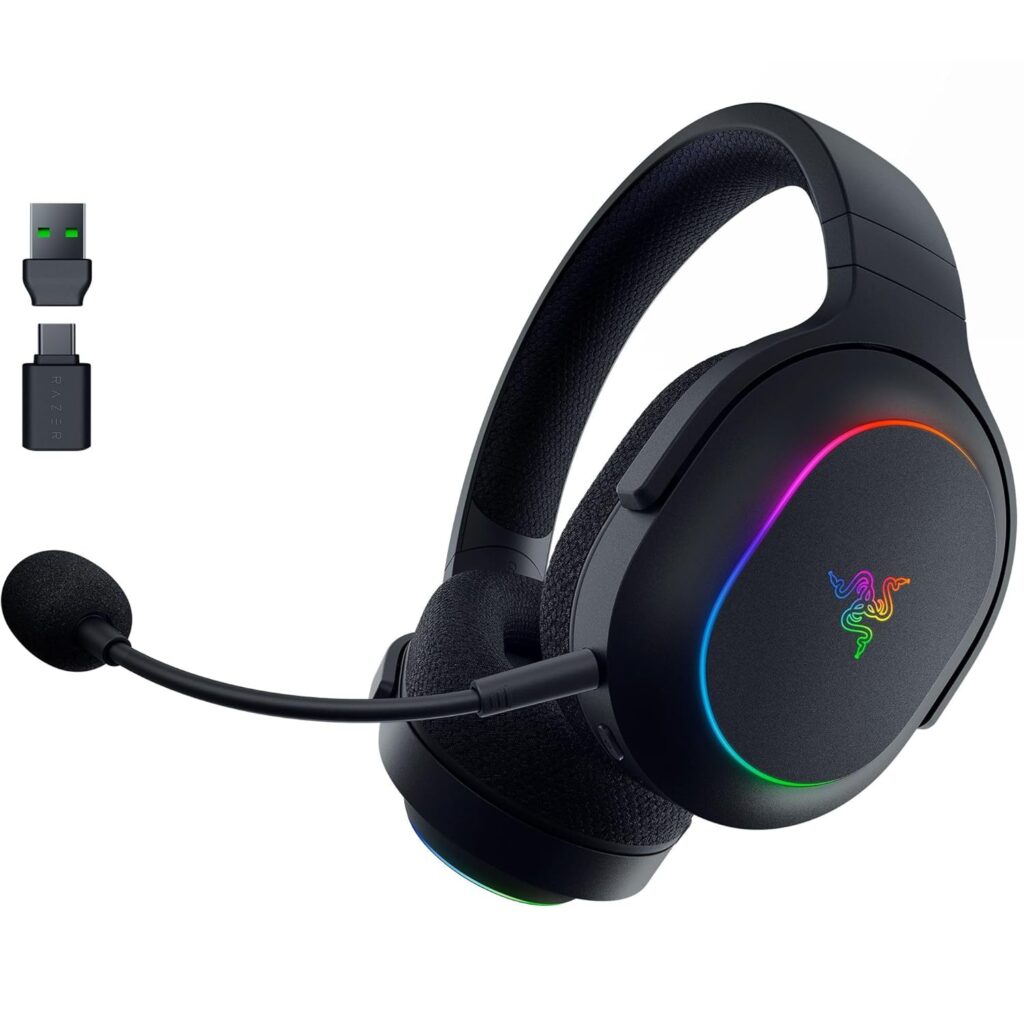 Razer Barracuda X Chroma Wireless Gaming Headset: 2.4GHz Wireless & Bluetooth – Lightweight – Chroma RGB – 40mm Drivers – Cardioid Mic – 70 Hr Battery – for PC, Mac, PS5, Switch 2, Smartphone – Black