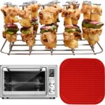 INFRAOVENS Air Fryer Rack for Cosori 12-in-1 Air Fryer Toaster Oven Combo with Rotisserie, 32qt Stainless Steel Accessories for CO130-AO Airfryer Skewer Stand and Rib BBQ Rack with Silicone Liner