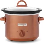 Crock-Pot 3 Quarts Manual Design Series Slow Cooker with 3 Manual Heat Settings Cooks Meals for 3 Plus People with Removable Stoneware Bowl, Copper