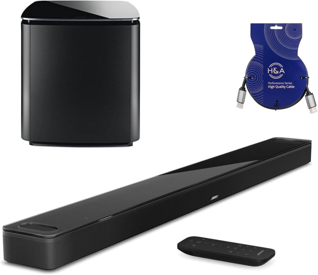 Bose Smart Ultra Dolby Atmos Soundbar 41″, Black, Bundle Bass Module 700 + H&A High-Speed HDMI Cable (Soundbar + Bass Module + HDMI Cable)