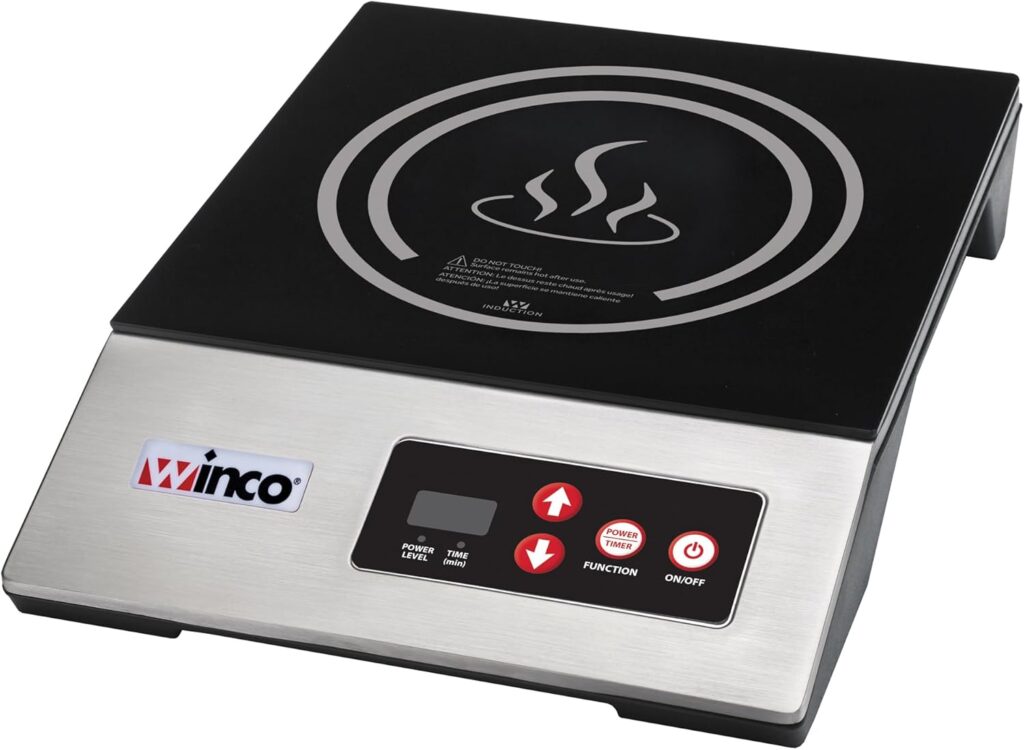 Winco EIC-400E Commercial-Grade Portable Induction Cooktop Burner, 1800 W, 120V