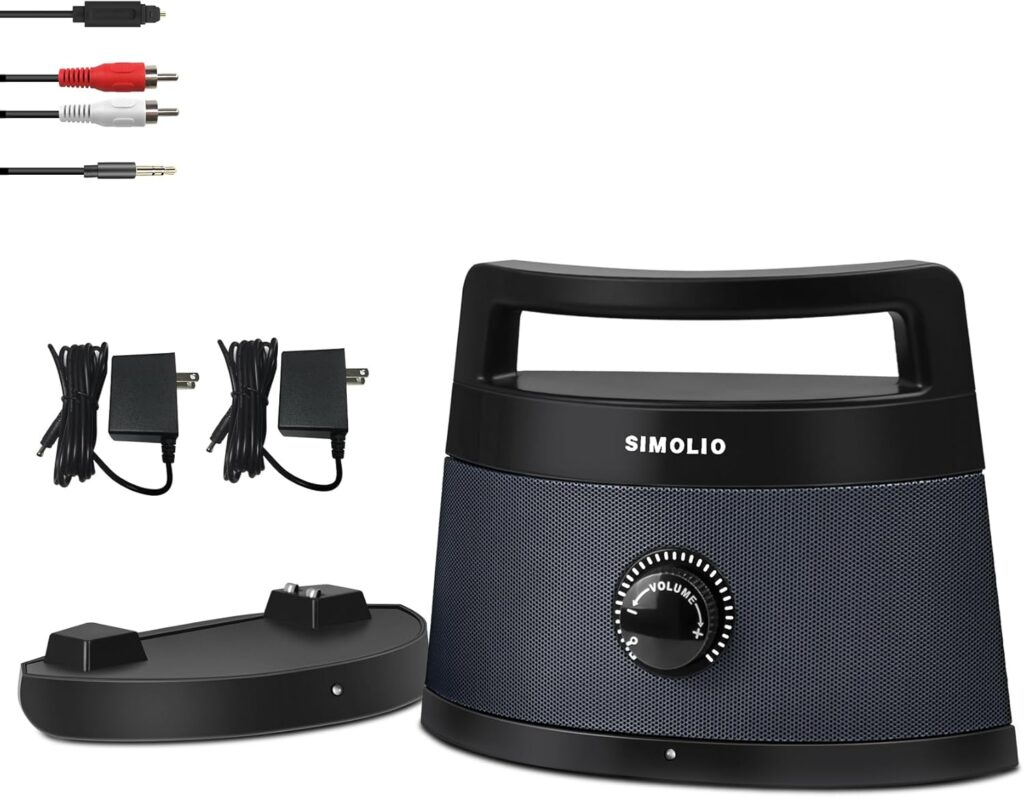 SIMOLIO 621D Plus Wireless Speakers for TV for Seniors – Bluetooth TV Speakers for Hard of Hearing, Elderly, 3 EQ Modes, Dialog Enhancer, Portable Speaker for TVs, 164ft Range, Bluetooth Connectivity