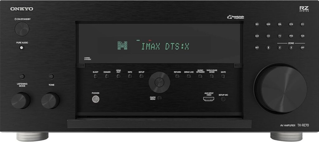 Onkyo TX-RZ70 11.2-Channel AV Receiver – 140 Watts Per Channel, Dirac Live Out of Box, Works with Sonos Certified, THX Certified and More