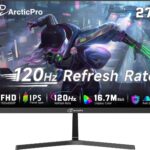 ArcticPro 27 inch Monitor 120Hz, FHD 1080p, Computer Monitor, IPS, 99% sRGB, 1ms Response Time, 3-Sided Frameless, Ultra Slim, VESA Mountable, Anti-Blue Light Design, HDMI & VGA Ports,Black