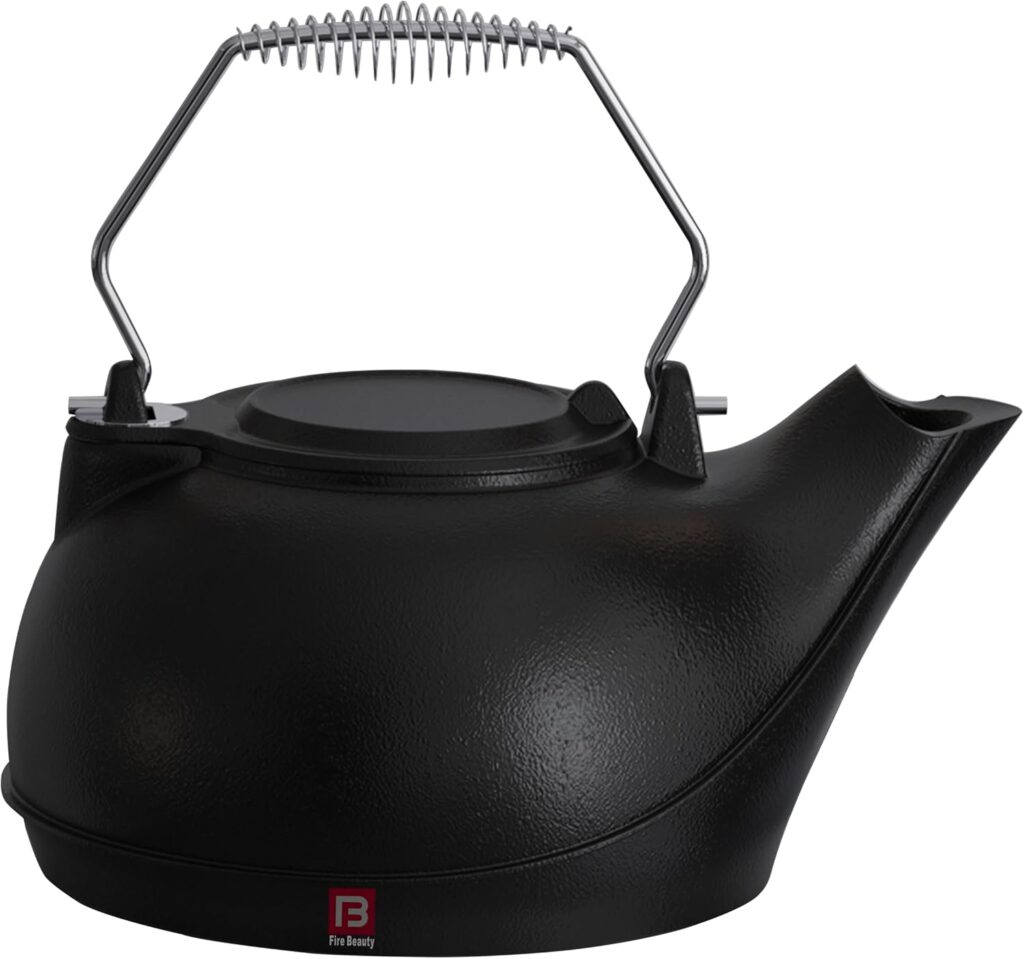 Fire Beauty Humidifying Iron Kettle,Stove Humidifier,Wood Stove Kettle,Cast Iron,Chrome handle