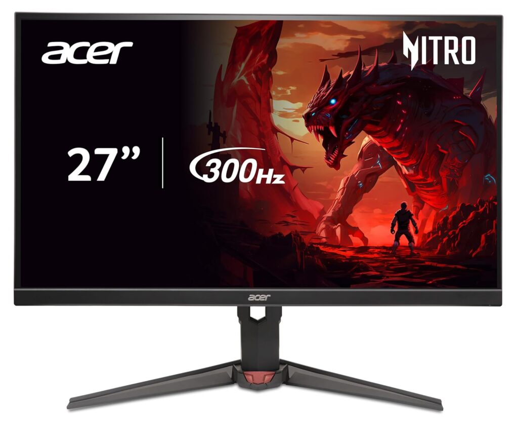 Acer Nitro 27″ WQHD 2560×1440 IPS PC Gaming AMD FreeSync Premium | 300Hz | Up to 0.5ms | 99% sRGB | DisplayHDR 400 | ErgoStand | VESA Mounting | 1 x DP 1.4 & 2 x HDMI 2.1 | XV272U F3bmiiprx