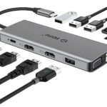 TOTU 13-in-1 USB-C Hub with Ethernet, 4K HDMI, VGA, PD, SD/TF Cards Reader, Mic/Audio Docking Station for MacBook Pro Air XPS and Other USB-C Laptops