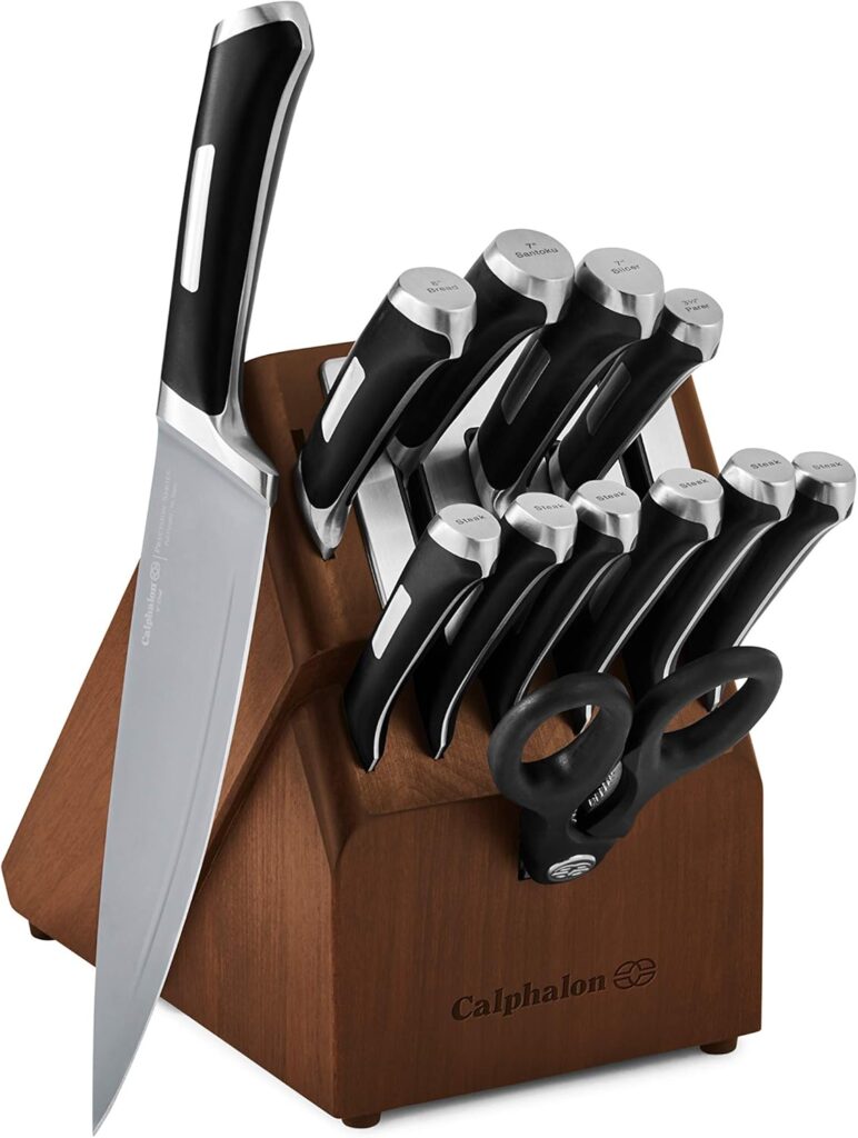 Calphalon Kitchen Knife Set with Self-Sharpening Block, 13-Piece NonStick Knives