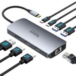 USB C Docking Station Dual Monitor, Selore Docking Station 3 Monitors Triple 4K Display with 2 HDMI, DisplayPort, 1 Gbps Ethernet, 100W PD Charging, USB 3.0 Ports Adapter for Dell, HP, Lenovo,etc