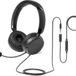 Amazon Basics On Ear Wired Computer Headset with Adjustable Microphone, 3.5mm Port or in Line Control with USB-A Port, Foldable, One Size, Black