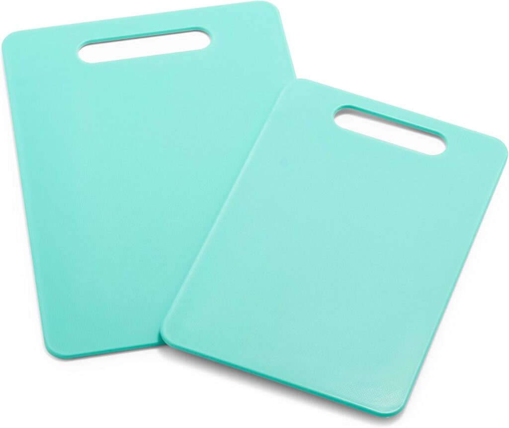 GreenLife Cutting Board Set 8×12″ & 10×14″, Extra Durable, Meal Prep, Non-Slip, Grip Handles, Crack Resistant, Dishwasher Safe, Reversible, Versatile Kitchen Essentials, Turquoise