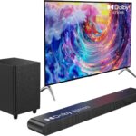 3.1CH Dolby Atmos Soundbar for Smart TV, 390w Virtual Atomos Surround Sound & Wired Subwoofer, 4K HDR Passthrough, HDMI/eARC Home Theater System