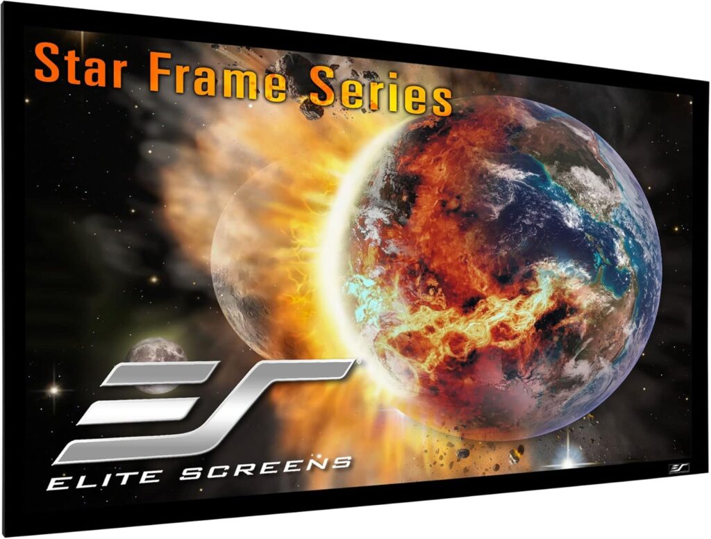 Elite Screens 120″ Wall Mount Fixed Frame Projector Screen Diagonal 16:9, 8K/4K Ultra Hd Ready, Aluminum Frame, Projection Screen for Indoor Home Movie Theater Cinema, SF120HW2, CineWhite 1.3 Gain