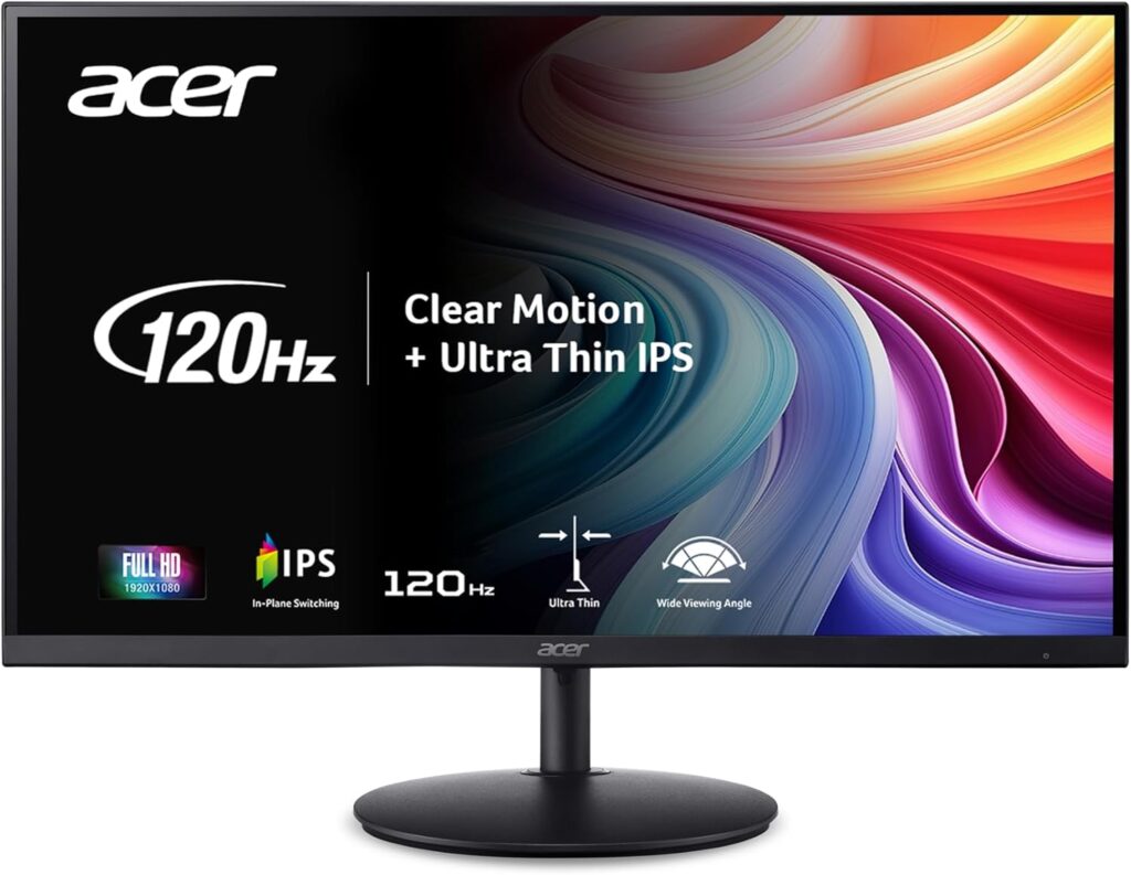 Acer SH272 G0bih 27″ IPS Full HD (1920 x 1080) Ultra-Thin Gaming Office Monitor | Adaptive-Sync Support (FreeSync Compatible) | Up to 120Hz Refresh | 1ms (VRB) | Adjustable Stand | HDMI & VGA Ports