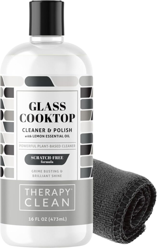 Therapy Glass Cooktop Cleaner Bundle with Microfiber Cloth – Glass Stove Top Cleaner and Polish for Ceramic, Electric, Induction and Flat Top Surfaces
