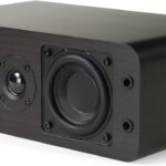 Micca OoO Slim Center Channel Speaker with 3-Inch Woofers and Silk Tweeter, Thin Design Under 4″ Tall, for Desktop Stereo or Home Theater Surround Sound, Wall Mountable, Single, Dark Walnut