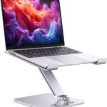 OMOTON Laptop Stand for Desk, Ergonomic Adjustable Computer Stand Aluminum Portable Desktop Laptop Riser Holder for MacBook Air Pro, Dell, HP and All Tablets Up to 15.6″, Glossy Silver