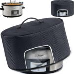 BAGSPRITE Slow Cooker Cover with Aluminum Foil Lining for Crock-Pot & Hamilton Beach 6, 7, 8 Quart Oval Slow Cookers – Appliance Dust Cover with See-Through Window