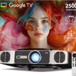 Dess C5 Enterprise GTV Projector,4K projector with Wifi6 and bluetooth,Home theater projector,2500 Brightness,Built in Electric Bracket, Stereo Surround Sound,300”IMAX-Enhanced Quality