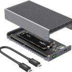 Qwiizlab Fanless 40Gbps USB4 Thunderbolt External SSD Enclosure with Aluminum Heat Sink Chasiss, Supports M.2 NVMe PCIe SSD up to 8TB (SSD Not Included)