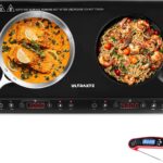 Double Induction Cooktop, ULTRAKTE Portable Dual Countertop Burner with Sensor Touch, 1800W Induction Cooktop 2 Burner, Electric Countertop Cooker with 10 Temp & Power Levels, 8-Hour Timer,Safety Lock