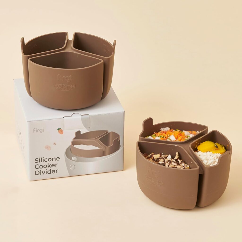 Silicone Rice Cooker Divider, Triple Slow Cooker Liner for Instant Pot 6 Quart & Rice Cooker 3 Cups (Uncooked), Food-Grade Silicone Dividers, Cook 3 Meals at Once, Reusable & Dishwasher-Safe