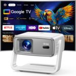 4k Projector with WiFi and Bluetooth, 1800 ANSI Outdoor Smart Projector 4k Auto Focus & Voice Control, Built-in 10,000+ Apps Native 1080P Proyector for Home Movie