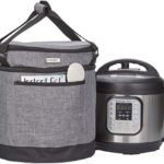 HOMEST 2 Compartments Carry Bag for 8 Quart Instant Pot, Pressure Cooker Travel Tote Have Accessory Pockets for Spoon, Measuring Cup, Steam Rack, Insulated Carrier with Easy to Clean Lining, Grey