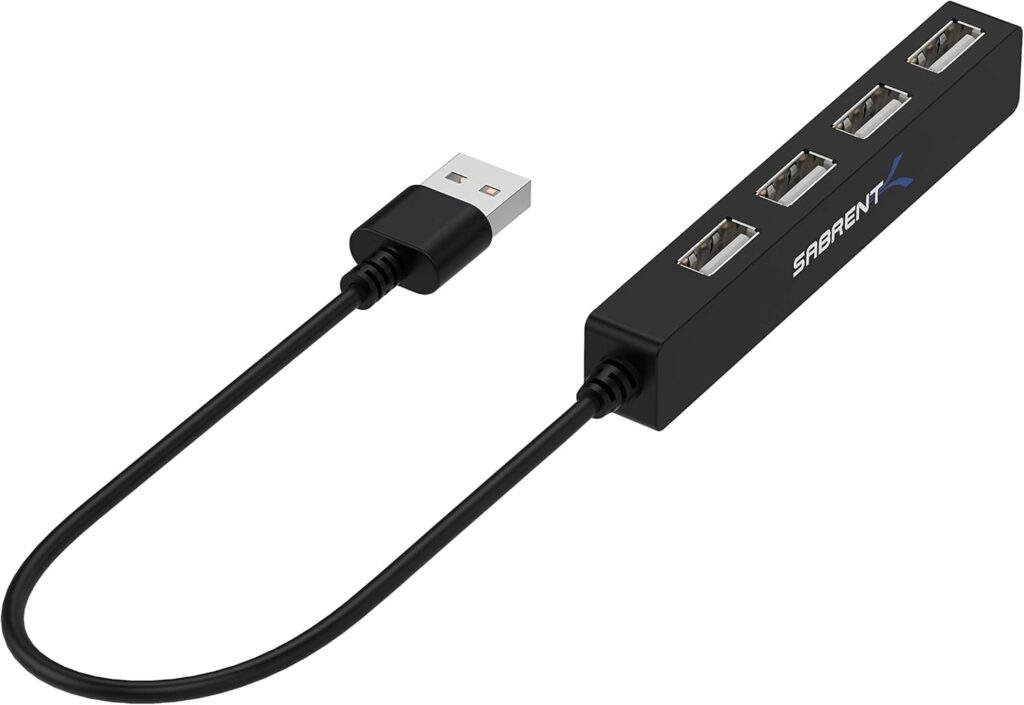 SABRENT 4 Port Portable USB 2.0 Hub (9.5″ Cable) for Ultra Book, MacBook Air, Windows 8 Tablet PC (HB-MCRM)