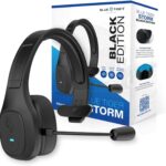 Blue Tiger Storm Black – Premium Trucker Bluetooth Headset – Wireless Noise Canceling Mono Headset with Mic – High-Fidelity Sound, 30-Hour Talk Time, USB-C Charging – for Truck Drivers, Bluetooth 5.0