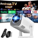 [Projector 2026 Upgraded] Mini Projector Support 4K 1080P Auto Keystone 270°Rotatable with WiFi 6 and Bluetooth 5.2 Projector Portable Compatibile with HDMI/TV Stick/Memory Stick/Laptop,White
