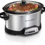 Hamilton Beach 4 Quart Programmable Slow Cooker with Flexible Easy Programming, 5 Cooking Times, Dishwasher-Safe Crock & Lid, Silver (33443)