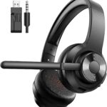 Wireless Headset with Mic for Work, Bluetooth 5.4 Office Headset with AI Noise Cancelling, USB A/C Dongle & Mic Mute for Computer Laptop PC, Lightweight Design for Call Center