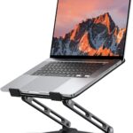 Adjustable Laptop Stand for Desk, Metal Foldable Laptop Riser, Ventilated Cooling Bracket, Ergonominc Computer Notebook Stand for Desk Compatible with 10-15.6“ Laptops