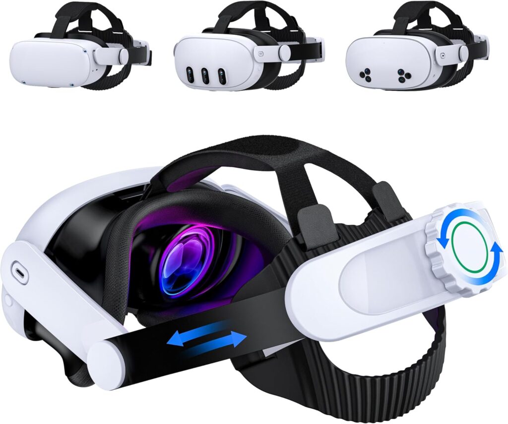 Head Strap for Quest 3S/Quest 3/Quest 2,Quest 3 Elite Strap Replacement Enhanced Support Comfort,VR Accessories Compatible with Oculus Quest 3 Headstrap Reduce Facial Stress Mac Games