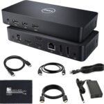 D3100 Dell Dock USB 3.0 Ultra HD/4K Triple Display – 1 Year Warranty with 65W Power Adapter + HDMI Cable + Display Port Cable + USB 3.0 Cable + Microfiber Cloth Included (Renewed)