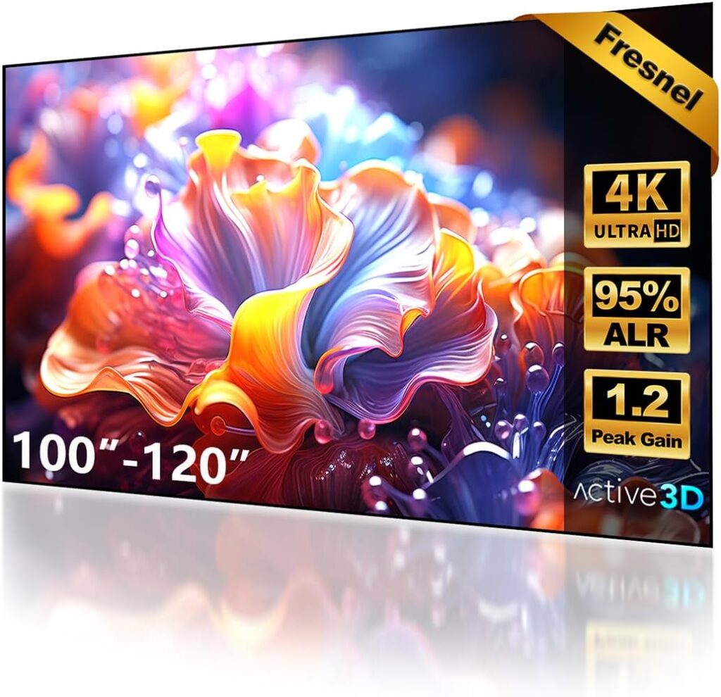 NothingProjector Projector Screen ALR, Fresnel 120 inch, Ambient Ceiling Light Rejecting, 1.2 Gain, 4K Ultra HD Fixed Frame 16:9, On Wall Mount Projection Screen for Ultra Short Throw Projectors