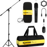 Bowens Wireless Microphones – Handheld Wireless mic with Microphone Stand, Hard case and Accessories – Adjustable 18-70″ Microphone Stand for Karaoke, Events