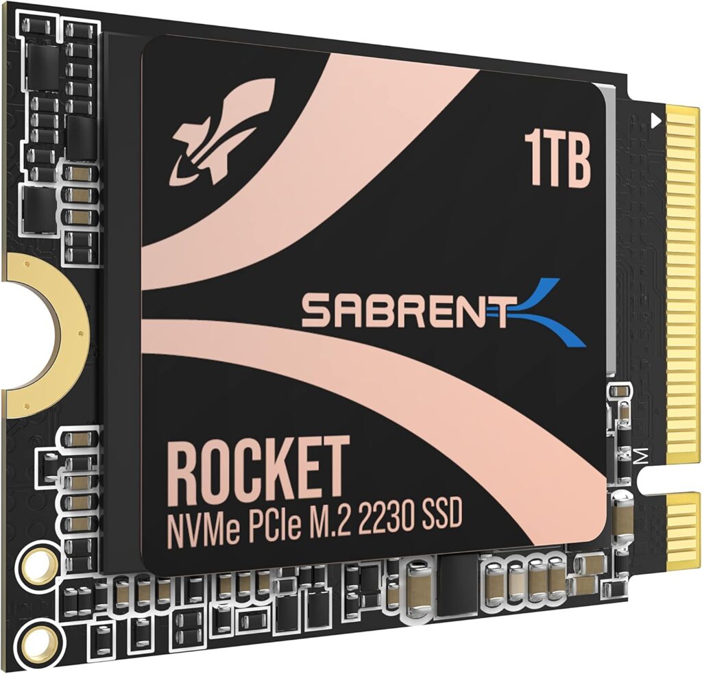 SABRENT Rocket 2230 1TB NVMe SSD – PCIe Gen4 M.2 2230 Internal SSD for Steam Deck, Surface Pro, ROG Ally – Up to 5000 MB/s Gen4 x4 Speed, DRAM-Less HMB Design [SB-2130-1TB]