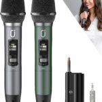 Wireless Microphones, Professional UHF Dual Microphones for Karaoke, Wireless Dynamic Microphone System Set with Rechargeable Receiver,Plug and Play, Speech, Wedding, Church, PA System