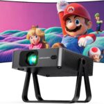 [Ultra-Slim 1.97″| Auto Focus | Built-in Apps | 360° Stand] Smart Mini Projector with WiFi 6 & Bluetooth, Built-in Netflix/YouTube/ Prime Video Apps, DBPOWER N5 Movie Projector for Bedroom (Black)