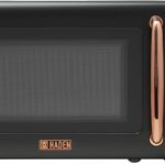 Haden 700 Watt 0.7 Cubic Foot Microwave Oven with Digital Controls, Defrost, and Instant Start Countertop Small Appliance, Black/Copper