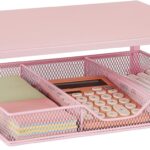 Small Pink Laptop Stand for Desk, Monitor Stand, Office Desk Accessories, Computer Desktop Stand with Drawer for Home, Office, School (Pink)