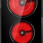 2-Burner Electric Cooktop, 3200W 240V Ceramic Hot Plate with 9 Power Levels,Touch Control,Auto Safety Lock,Timer,UL Certified Plug, For Built-in/Countertop Use/RV Camping