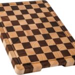Cutting Boards for Kitchen, Checkered Cutting Board Upgraded, Acacia Wood Chopping Board with Juice Grooves & Handles, Large Butcher Block Serving Tray with Gift Box, 16.5″ x 11.6″ x 0.8″