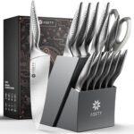 Kitchen Knife Sets with Block – Ultra Sharp Knives Set for Kitchen, 15 PCS Stainless Steel Knife Set with Built-in Sharpener, Ergonomic Non-Slip Handle, Christmas Elegant Box for Men Women